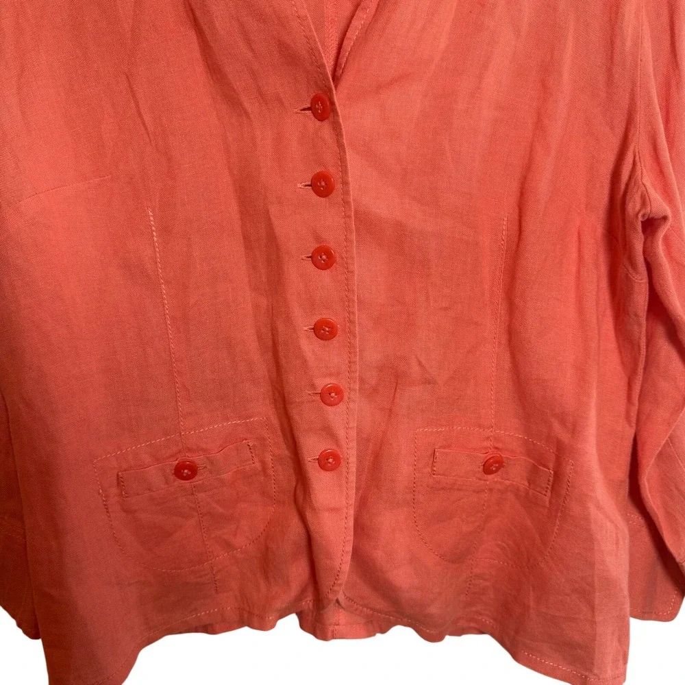 Talbots Women's Size 12 Coral‎ Irish Linen Button Front Jacket Business Casual - Picture 3 of 6